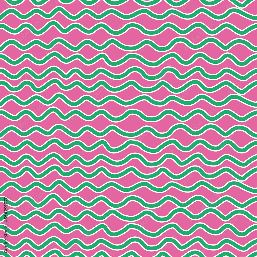 Wall mural WAVY SEAMLESS RETRO PATTERN IN EDITABLE VECTOR