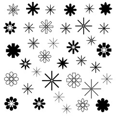 Different black geometric flowers vector