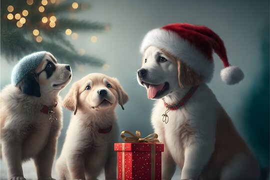 Cute christmas dogs