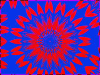 Abstract, Red and Blue Shapes, Circular, within a Border   digital art