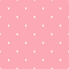 Small cute hearts vector seamless pattern on pink background. Texture for baby shower or Valentine's Day - 554294415