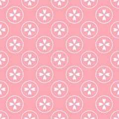 Cute pink vector seamless pattern with geometric hearts composition. Stock illustration - 554294424