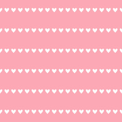 Small white hearts on pink background vector seamless pattern. Stock illustration