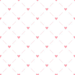 Cute minimal vector seamless pattern with hearts isolated on white background. Stock illustration - 554294463