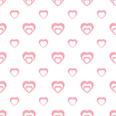 Cute pink hearts isolated on white background vector seamless pattern. Baby shower background. Stock illustration - 554294467