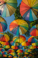 Fototapeta na wymiar Colorful Umbrellas in Istanbul streets