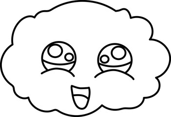 contour cloud with eyes smiling on white background