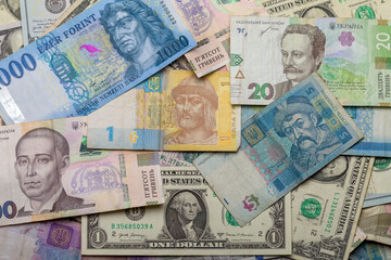 Fototapeta na wymiar Paper money from different countries