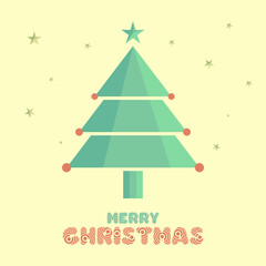 Merry Christmas Flat Tree Greeting Celebration Vector Illustration