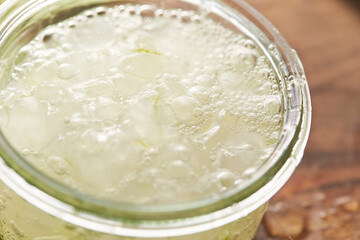 Aloe vera soothing gel trimmed in a cup