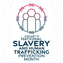 January is National Slavery and Human Trafficking Prevention Month. Vector illustration. Holiday poster.