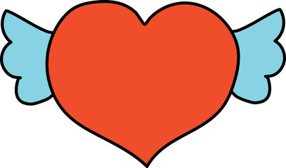vector illustration of a heart contour with wings