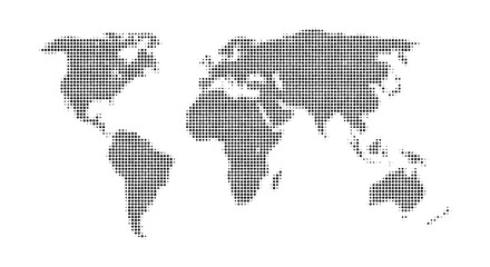 Vector map of the world of continents consisting of dots