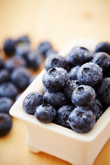 Close-up of fresh blueberries with water droplets