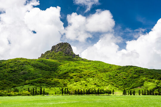 Mountain Da-Jian inside Kenting Ranch is the most eye-catching landmark of Kenting National Park in Pingtung, Taiwan.