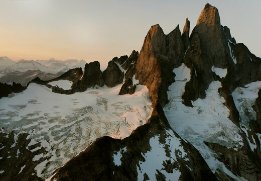 Devils Thumb and granite peaks of the Stikine Icefield, Alaska, USA