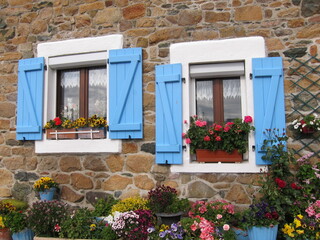House with blue shutters in Brittany