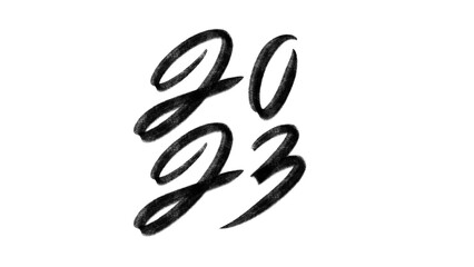 Fototapeta premium New year 2023 handwritten calligraphy on white background , illustration