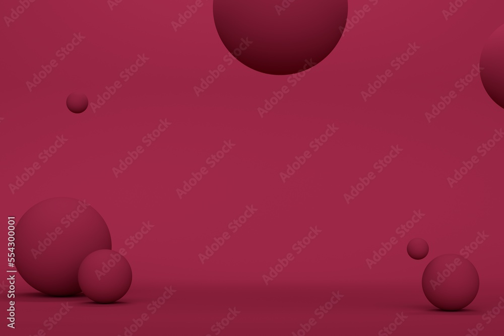 Aufkleber abstract magenta background with flying spheres. 3d rendering