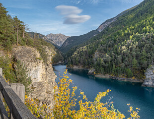 Obraz na płótnie Canvas Lac Pont Baldy, a mountain lake in Briancon, Hautes-Alpes, France