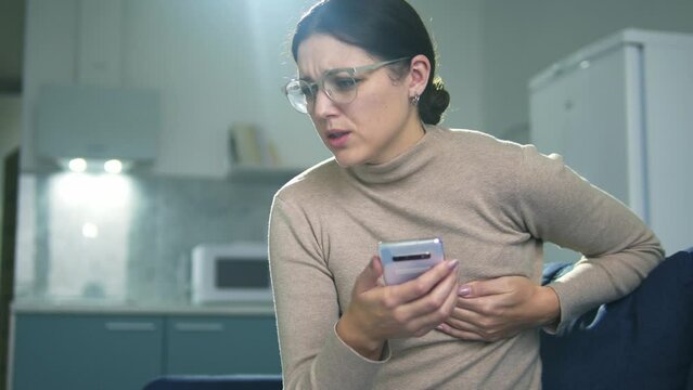 Brunette woman feeling pain in chest, breast inflammation, cancer awareness