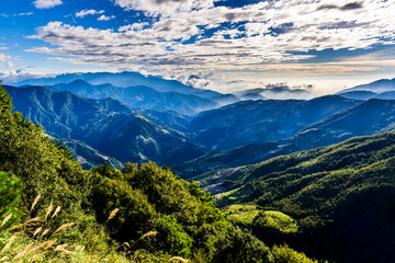 Layers of magnificent mountains landscape in Hehuanshan of Nantou, Taiwan. Taroko National Park is one of Taiwan's most popular tourist attractions. 