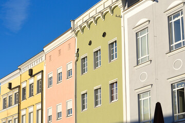 colorful painted houses in southern germany row construction