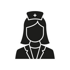 Professional Doctor in Face Mask Silhouette Icon. Female Physicians Specialist and Assistant Glyph Black Pictogram. Isolated Vector Illustration