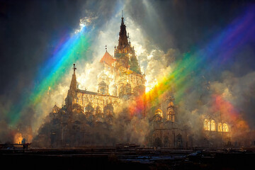 Rainbow Glint on Cathedral - Generative AI