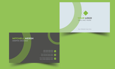 Green and modern creative business card template. Clean professional business card template.