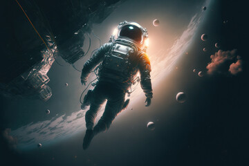 Plakat astronaut in the space