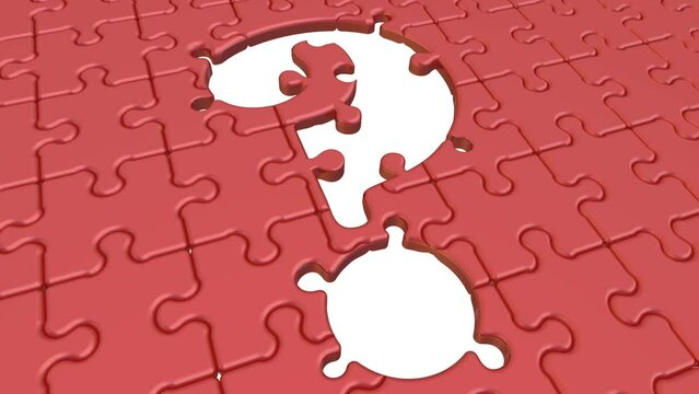 Question symbol. Free space in the puzzle. Folded puzzles elements and empty space for question mark. 3D illustration
