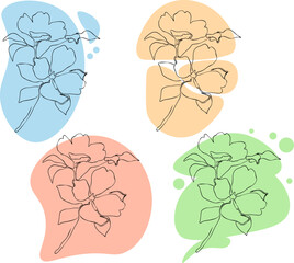 Flowers bouquete one line drawing