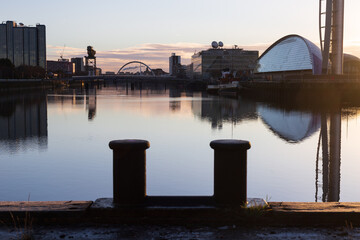 A winters sunrise over the city of Glasgow