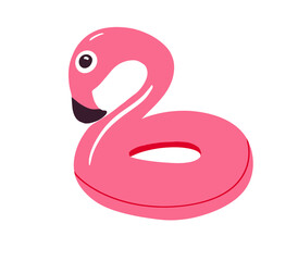 relaxing in the sun with its pink flamingo buoy. illustration