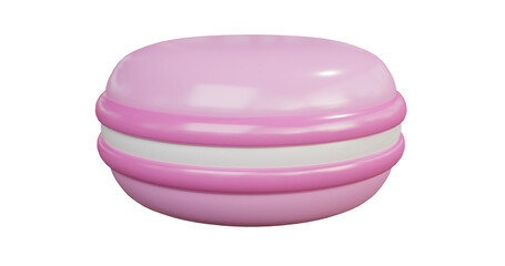 Strawberry Macaron front picture. 3d rendering.	