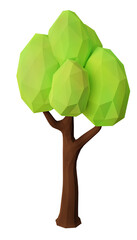 Tree low poly. 3d rendering.	