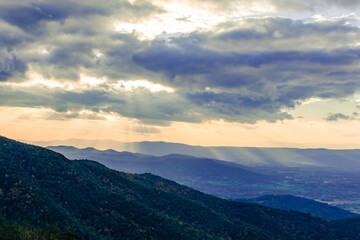View of Old Man in the Mountain at sunset from Skyline Drive in Shenandoah National Park, Virginia