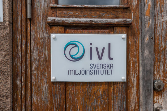 Fiskeb&auml;ckskil, Sweden - July 25 2020: Logo of IVL Svenska Milj&ouml;institutet on a sign on a wall.