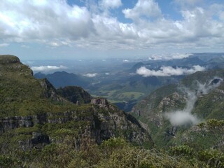 mountain, landscape, nature, sky, mountains, rock, valley, view, travel, forest, green, hill, stone, summer, high, park, tourism, clouds, river, rocks, tree, water, scenery, peak, europe