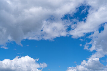 Cumulus clouds with blue sky in the background.
