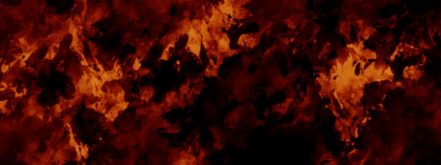 Red and yellow watercolor abstract background, red grunge texture with bright flashlight red texture background. old textured black and red hand painted brush grunge, fire flame texture background.