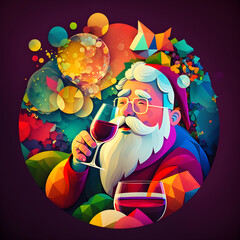 A colorful abstract Santa Claus