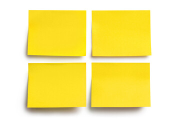Yellow blank stickers, isolated on white background