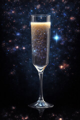 New Year - Champagne with stars - obrazy, fototapety, plakaty