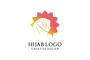 Fototapeta na wymiar Muslimah hijab logo, boutique, beauty veil fashion with flower concept