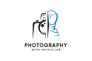 Logo fotografi hijab muslimah, studio fotografi muslimah dengan konsep gambar tangan