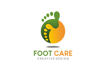 Modern health foot care and foot therapy logo design