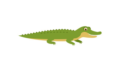 Cute funny crocodile. Vector simple flat illustration. Animal icon