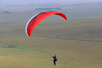 Paraglider in the Pewsey Vale, Wiltshire	